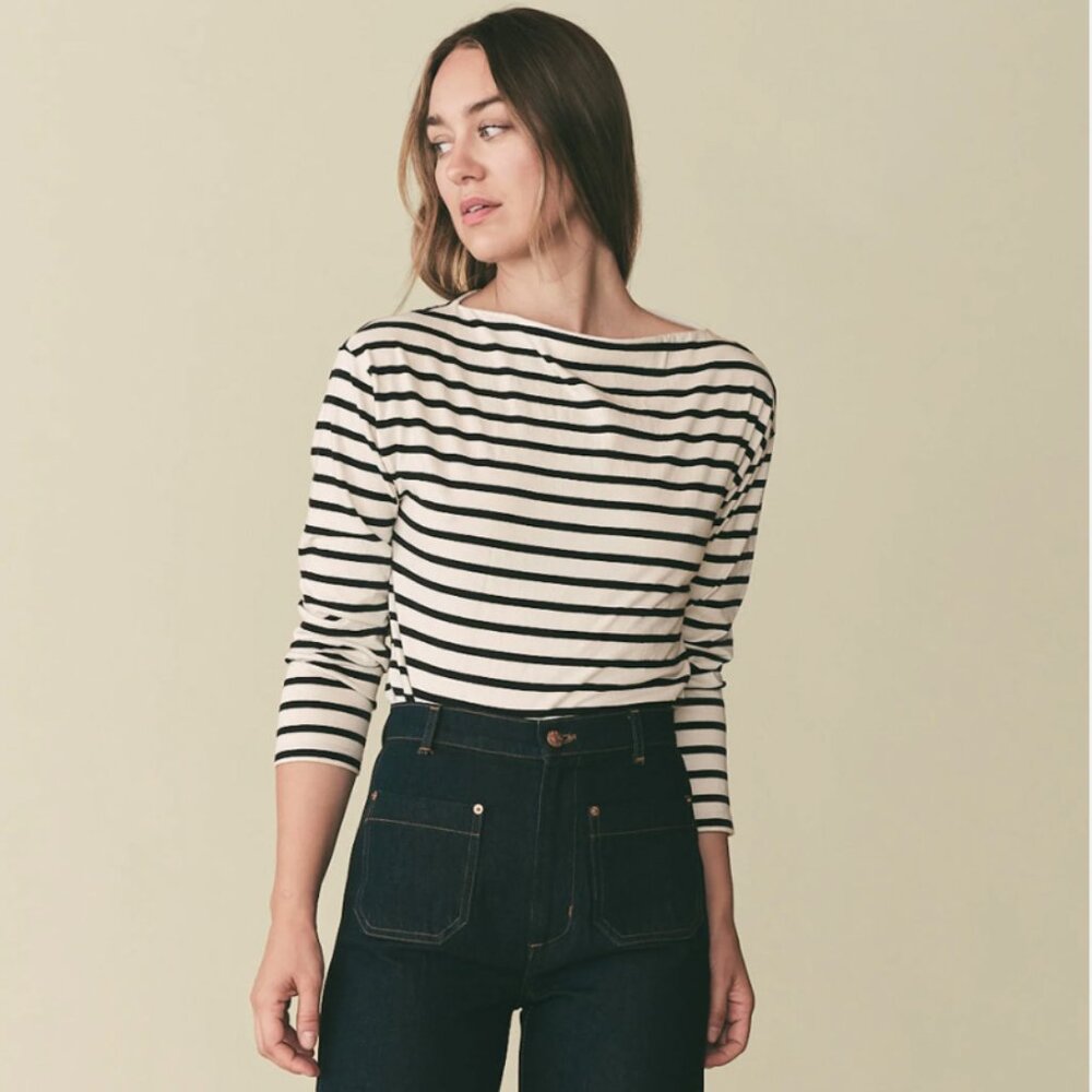 NWT Doen Irene Tee - Black Newport Stripe